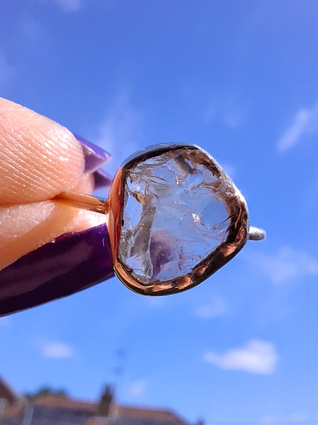 Libyan Desert Glass Ring, size large T, 925 Silver, Tektite (Ref: LR50)