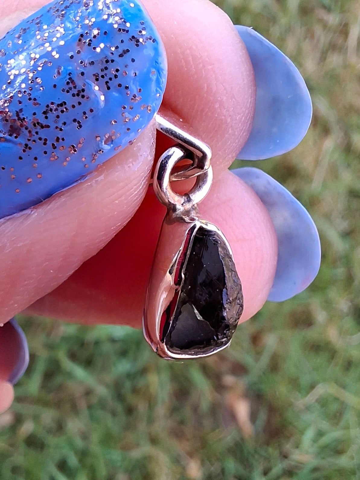 Moldavite Pendant, 925 Silver, Tektite (Ref: P51)