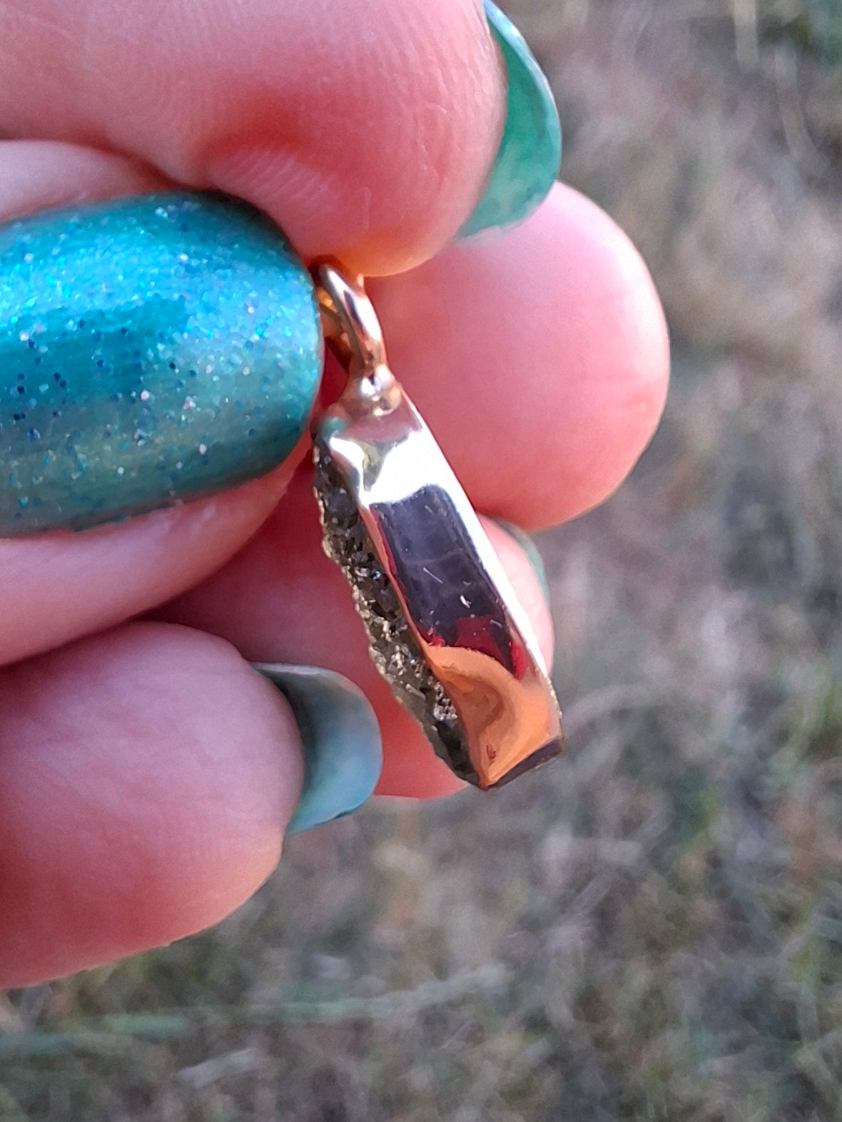 Moldavite Pendant, 14K GOLD Plated, Tektite (Ref: P450)