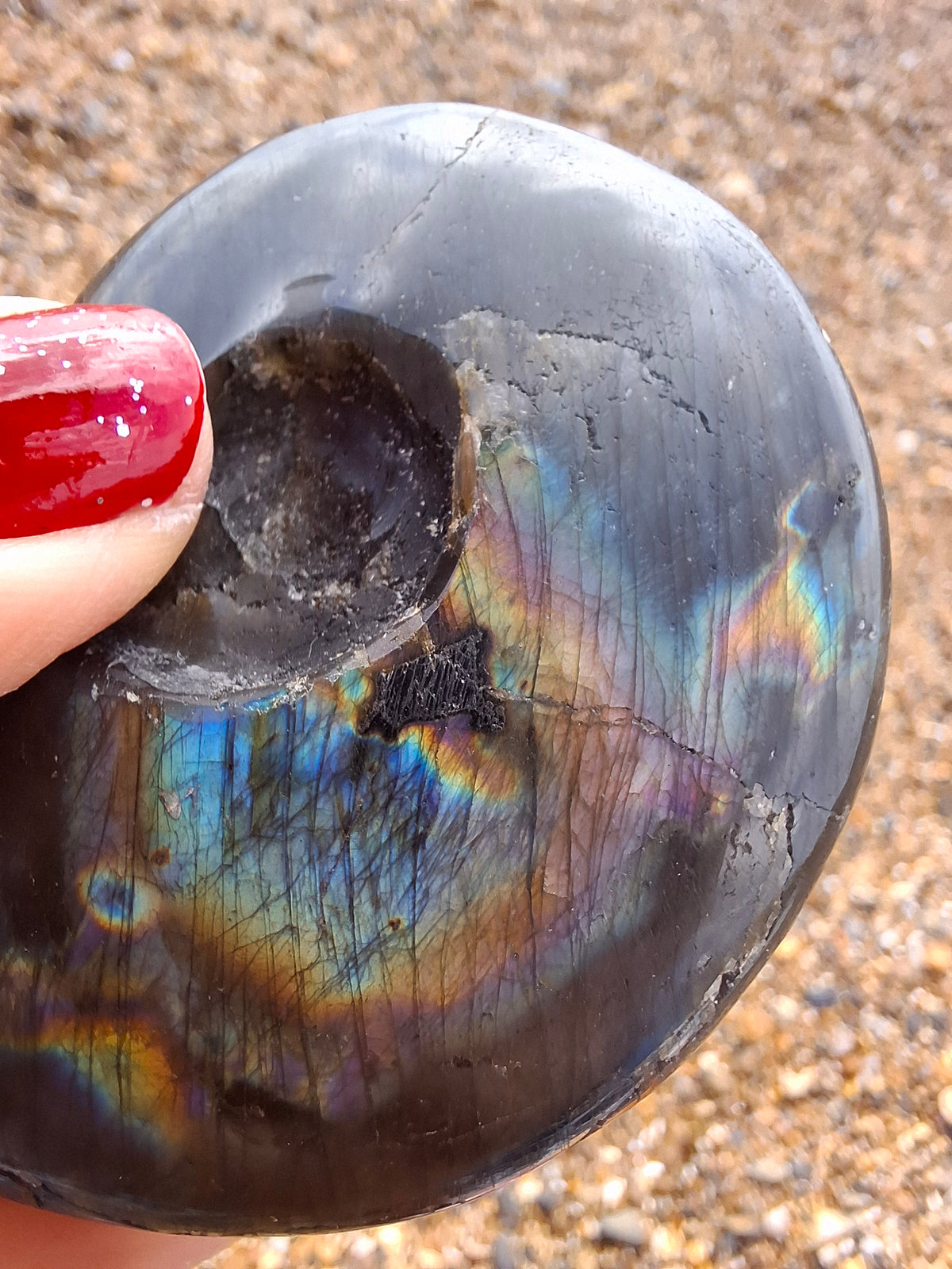 Labradorite Ammonite Carving, 89.31g, Crystal (Ref: laba6)