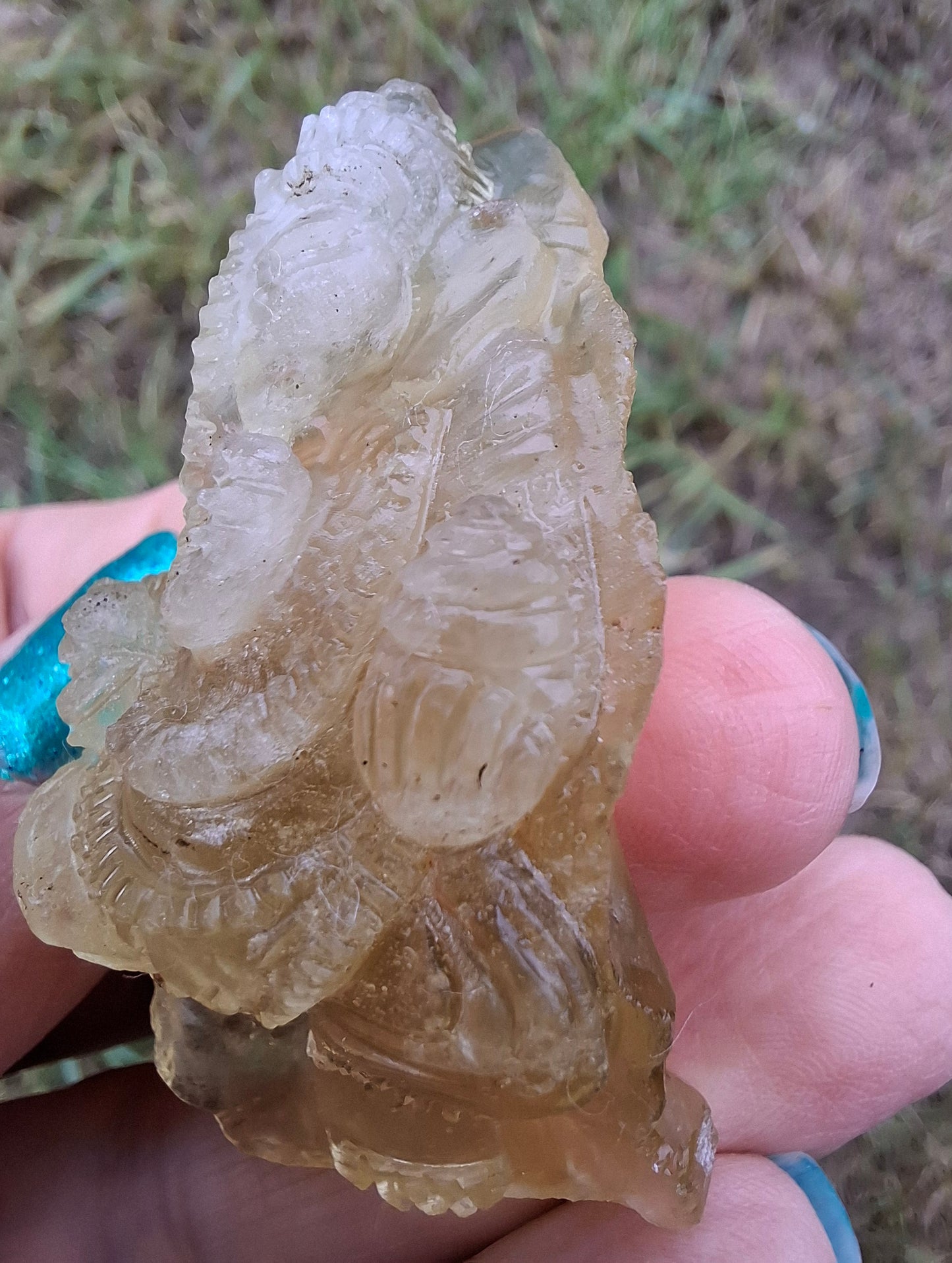 Libyan Desert Glass carving, GANESHA, 26.47g, Tektite (Ref: Ganesha1)