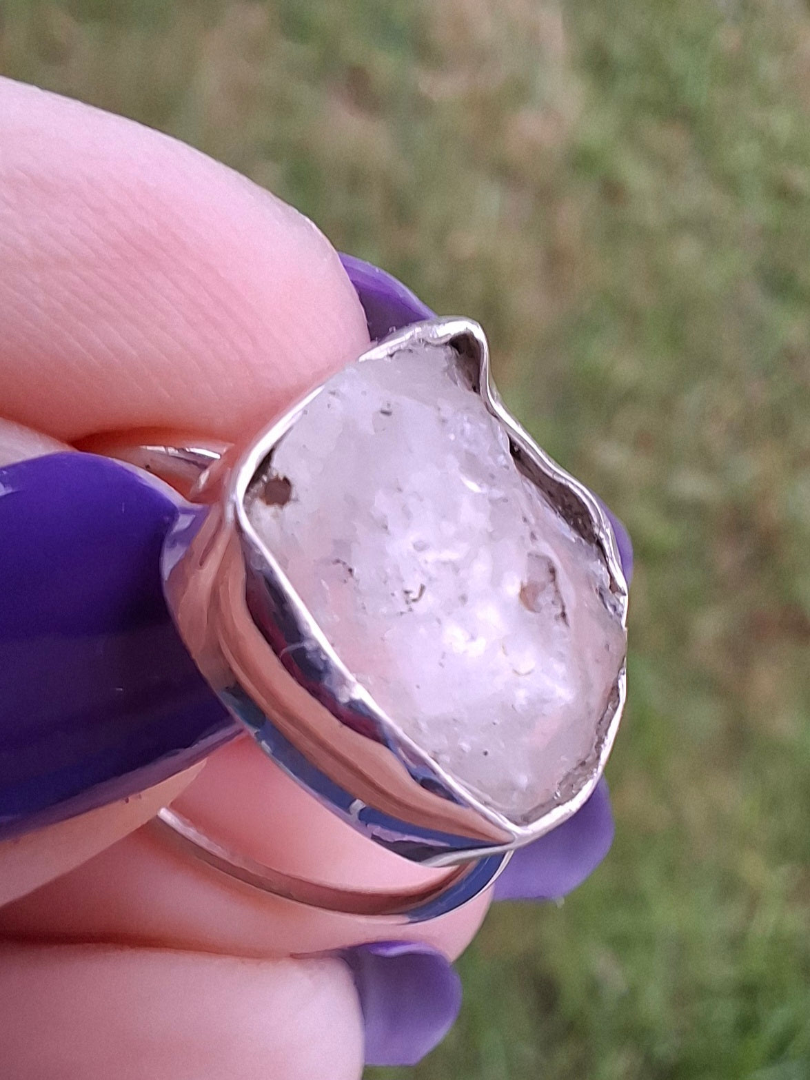 Libyan Desert Glass Ring, size P, 925 Silver, Tektite (Ref: LR27)