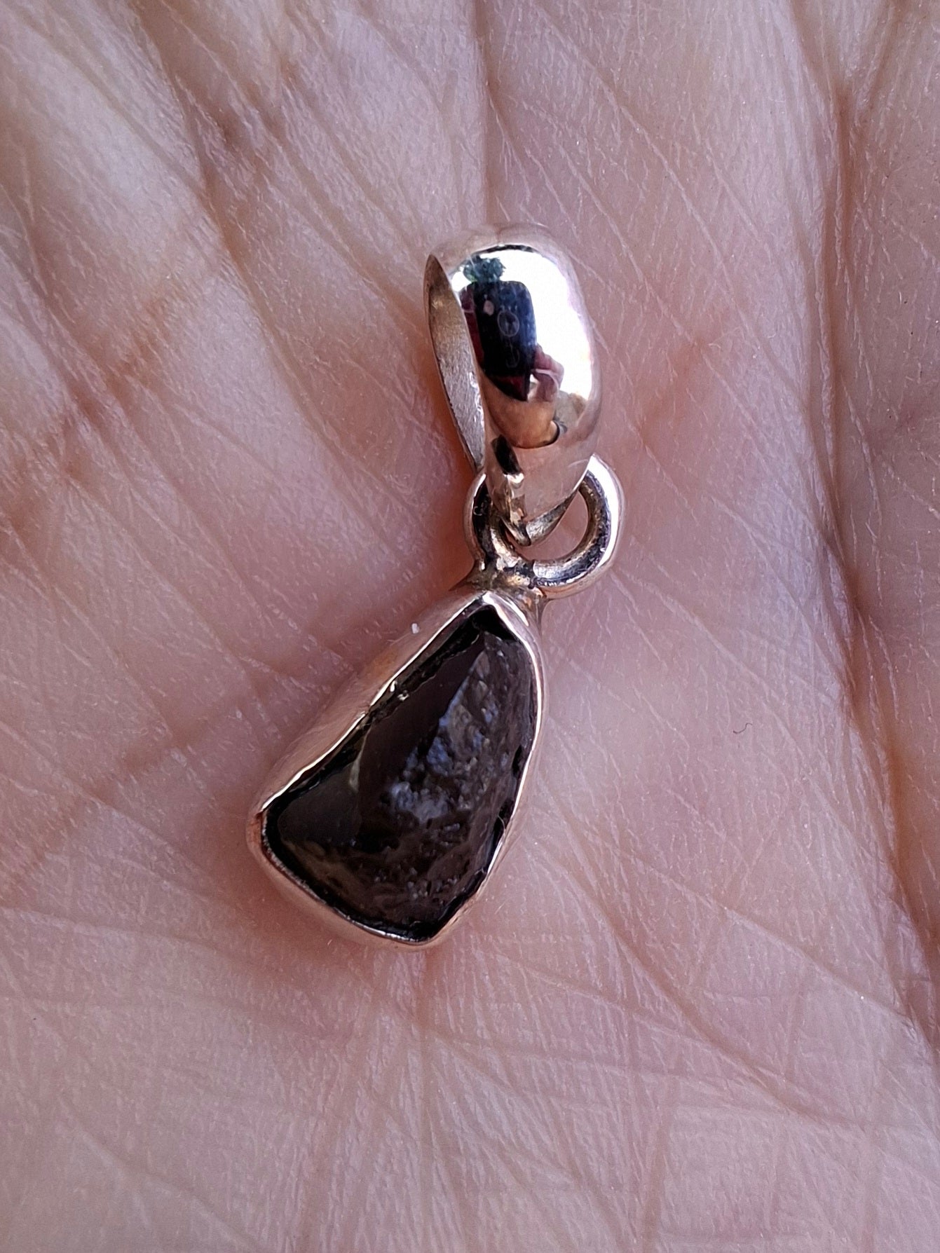 Moldavite Pendant, 925 Silver, Tektite (Ref: P51)