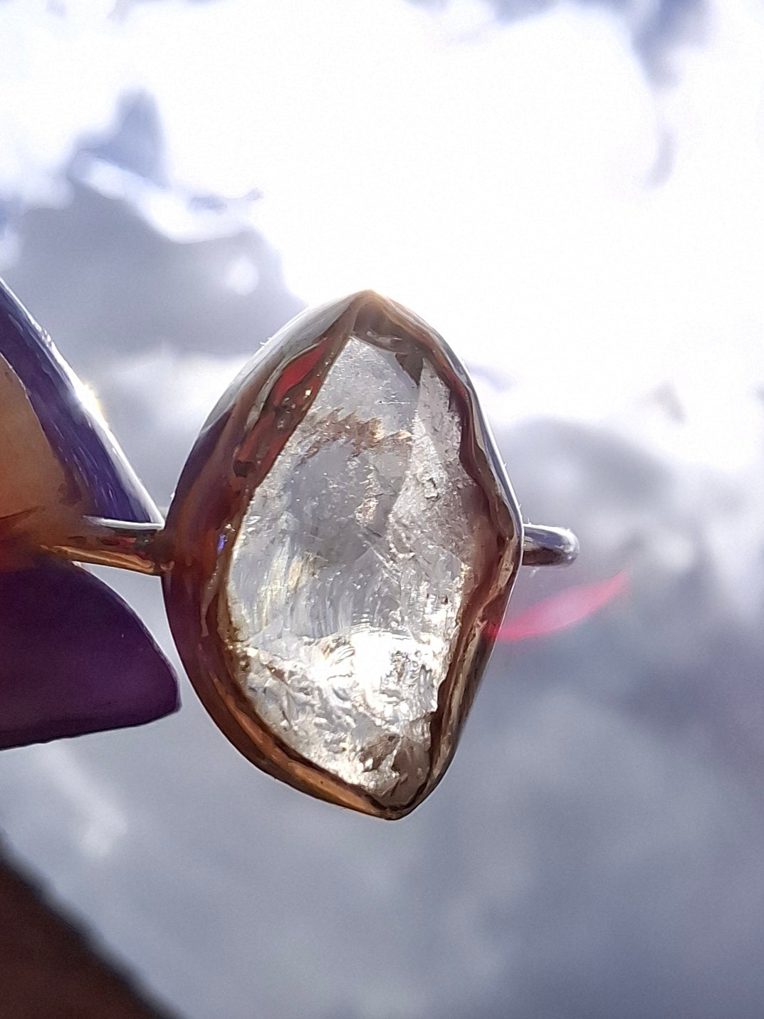 Libyan Desert Glass Ring, size small R, 925 Silver, Tektite (Ref: LR41)