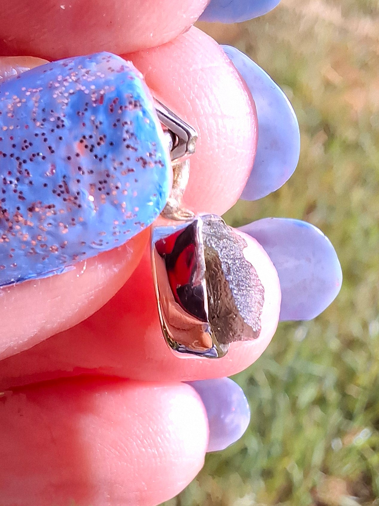 Moldavite Pendant, 925 Silver, Tektite (Ref: P36)