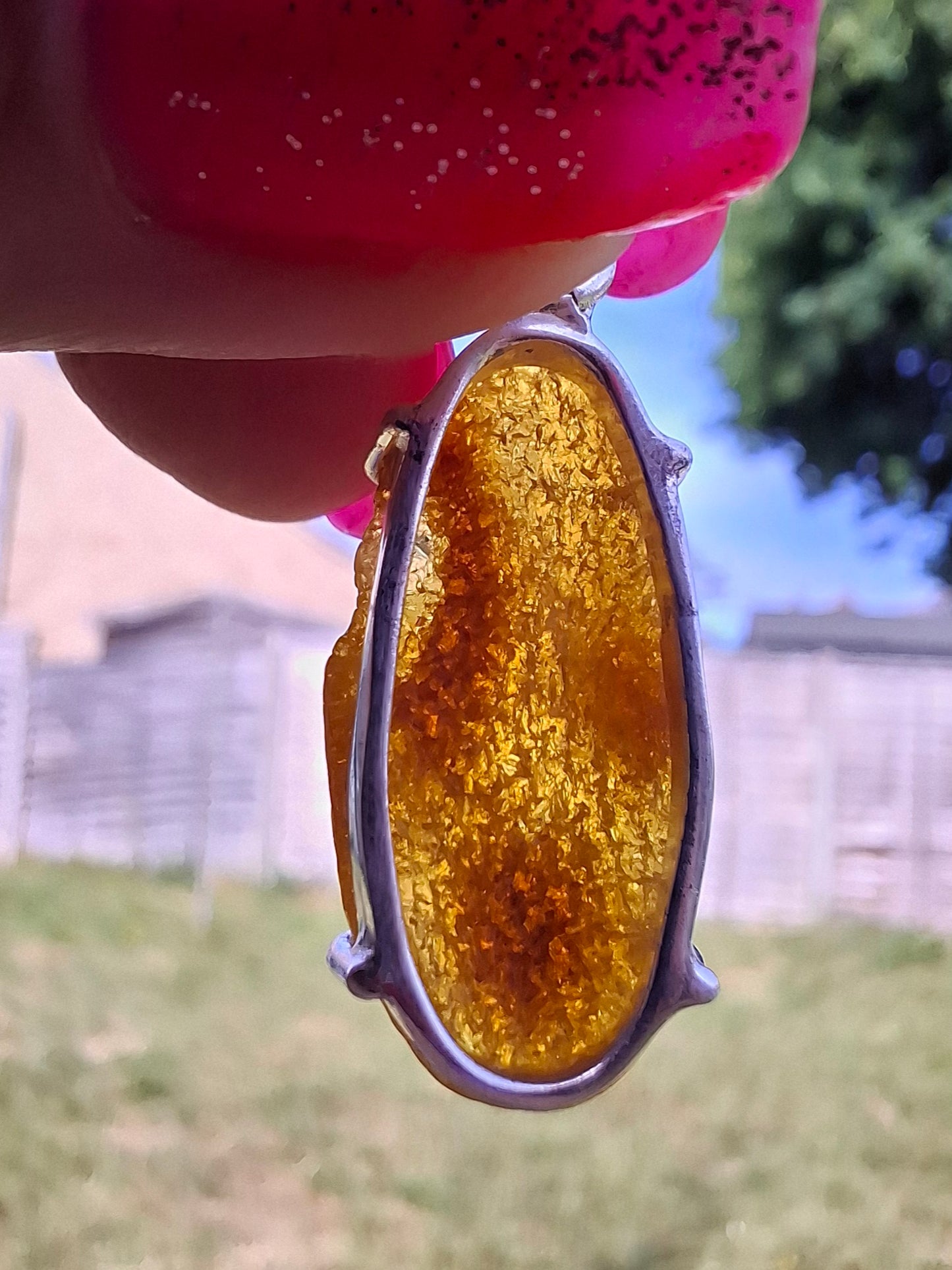 Baltic Amber Pendant, 925 Silver, Fossil (Ref: AP12)