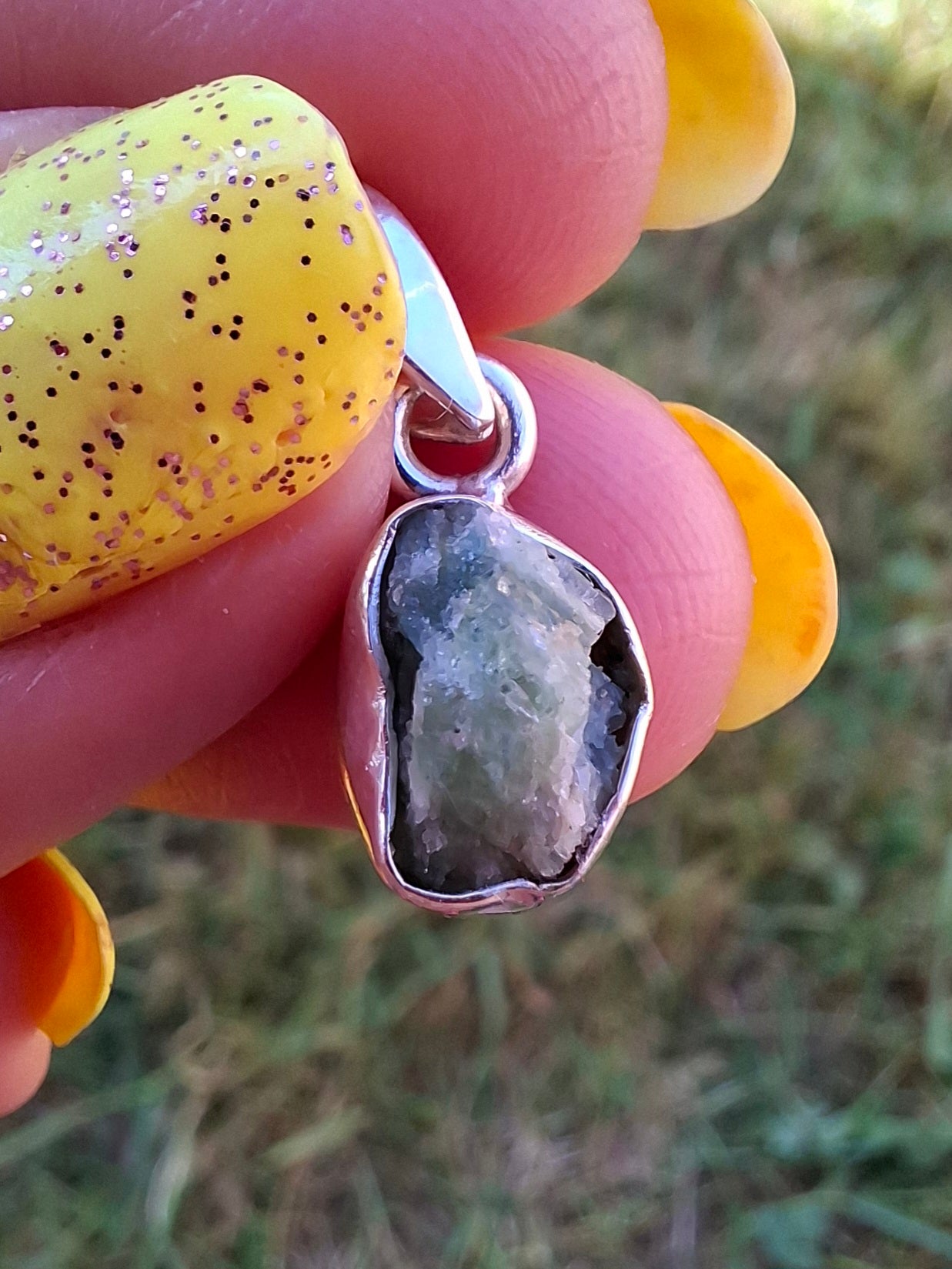 Green Tourmaline Pendant, 925 Silver, Crystal (Ref: GT14)