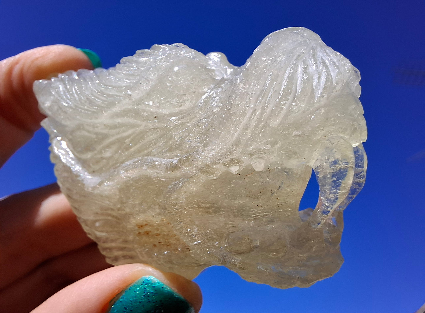 Libyan Desert Glass DRAGON HEAD Carving, 75.84g, Tektite (Ref: Dragon1)