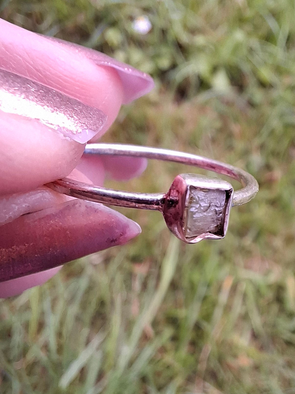 Moldavite Ring, size large R/small S, 925 Silver, Tektite (Ref: R65)