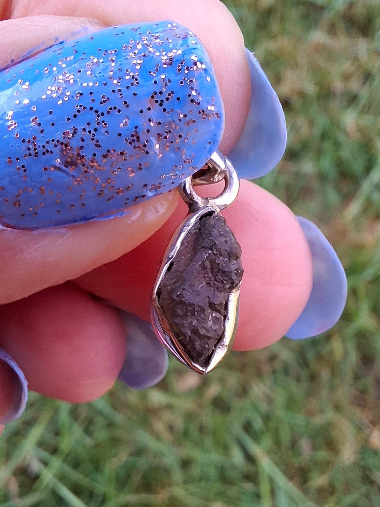 Moldavite Pendant, 925 Silver, Tektite (Ref:P41)