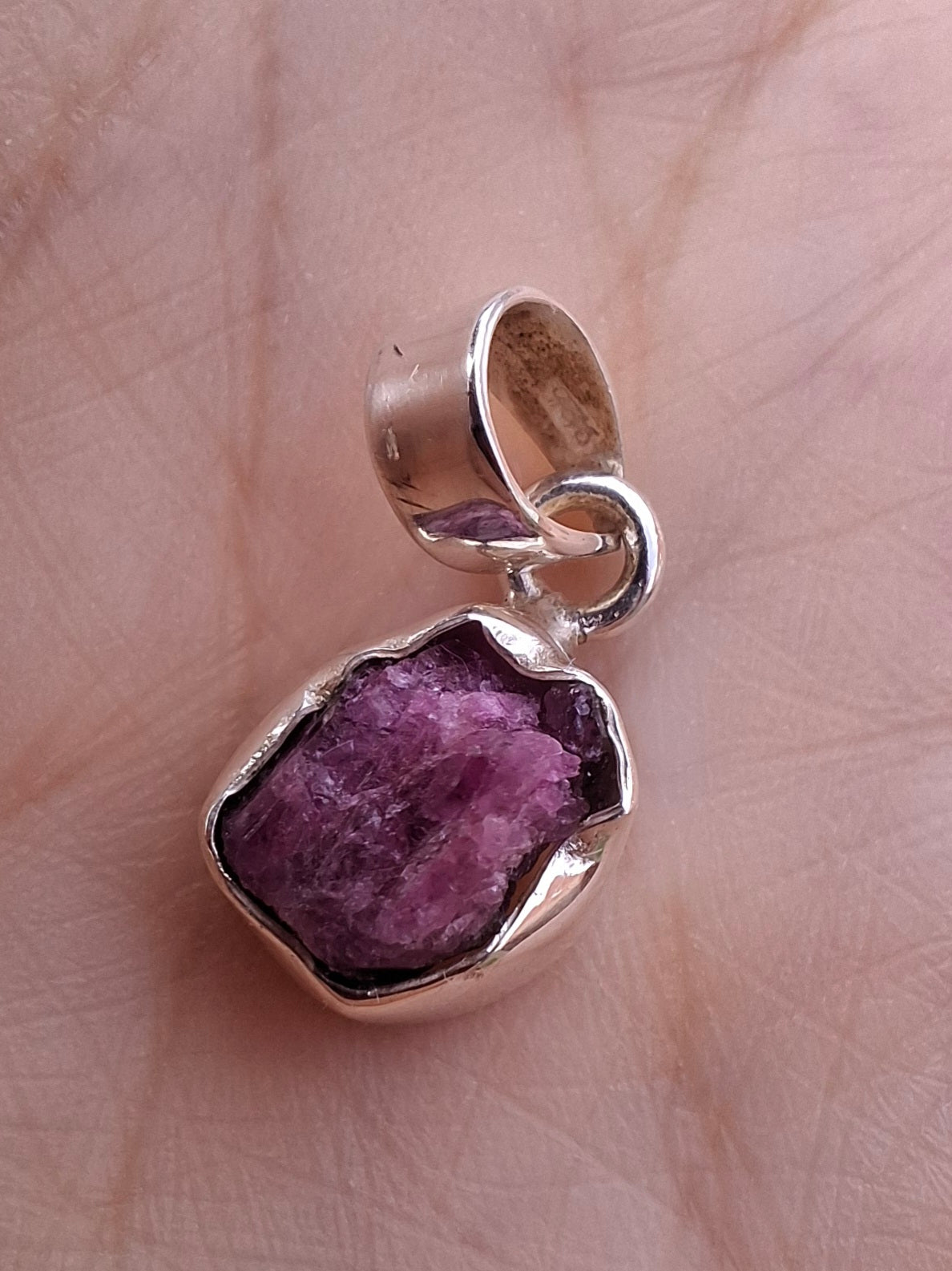 Pink Tourmaline Pendant, 925 Silver, Crystal (Ref: PT18)
