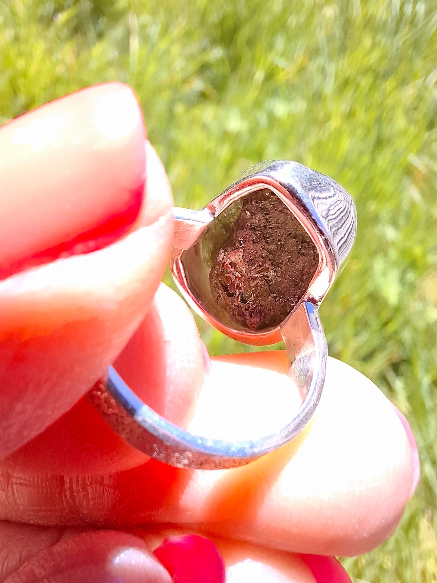 Moldavite Ring, size I, 925 Silver, Tektite (Ref: R296)