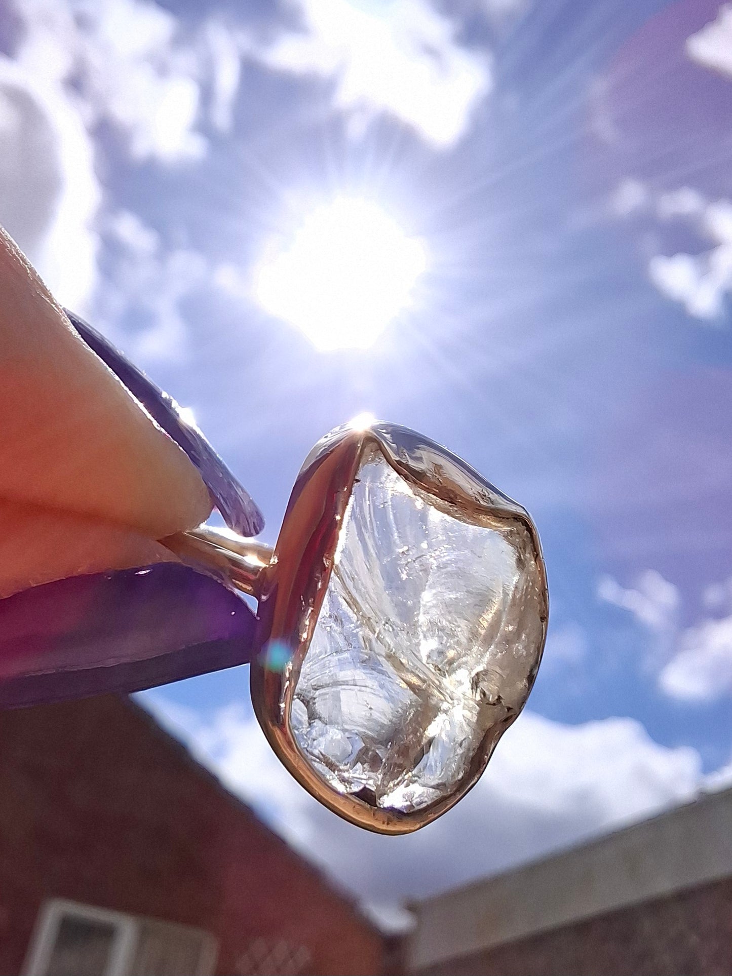 Libyan Desert Glass Ring, size large P, 925 Silver, Tektite (Ref: LR29)