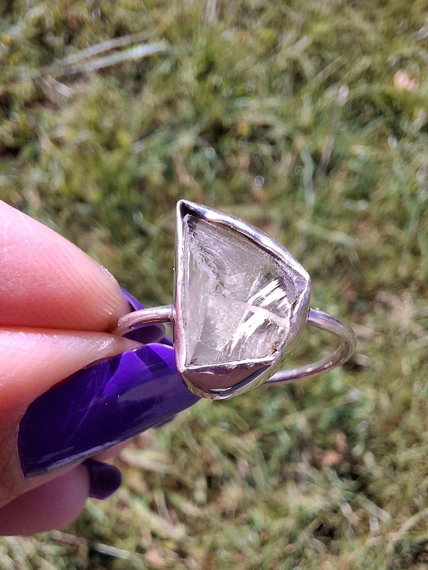 Libyan Desert Glass Ring, size W, 925 Silver, Tektite (Ref: LR61)