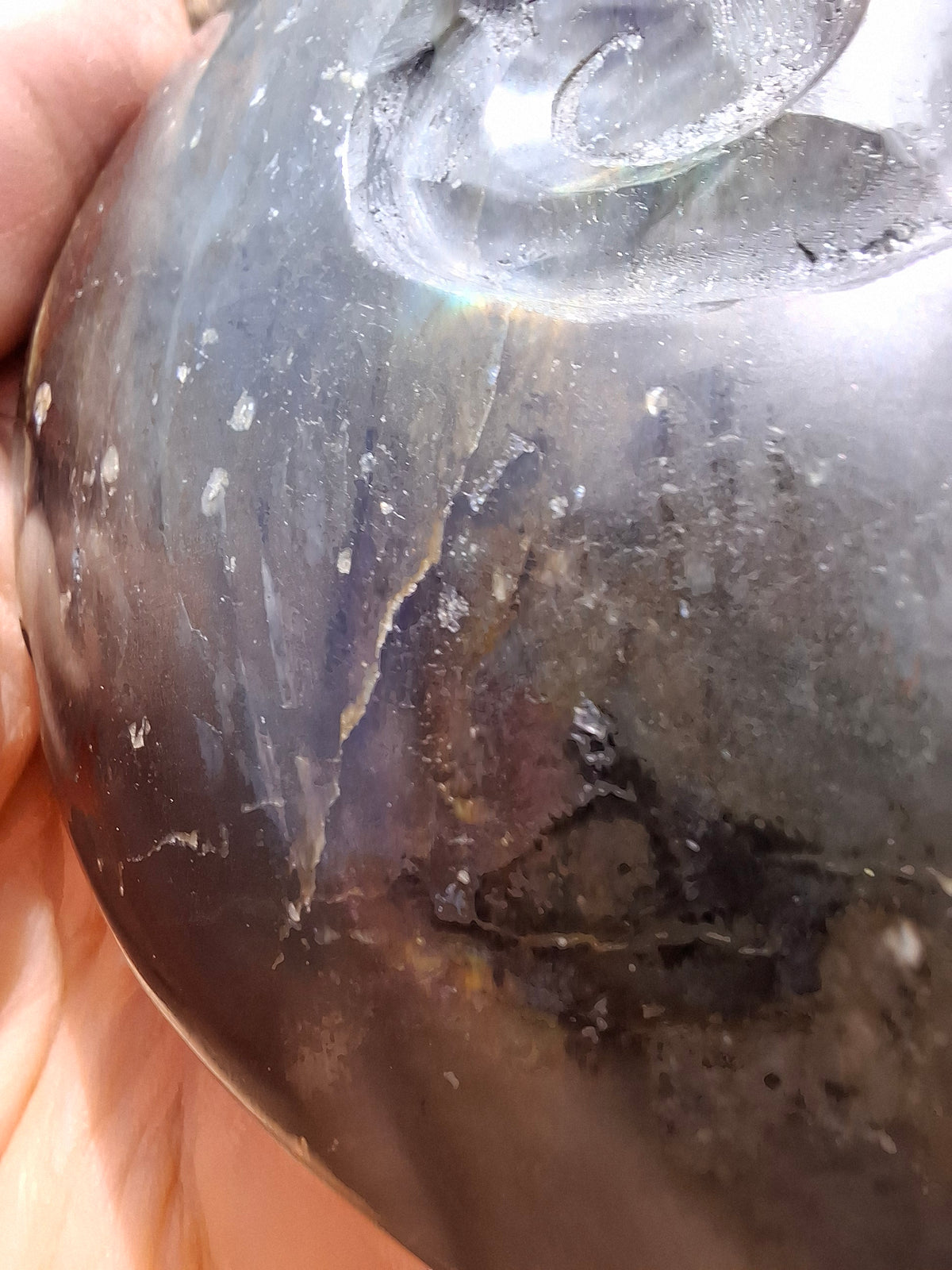 Labradorite Ammonite Carving, 160.21g, Crystal (Ref: laba4)