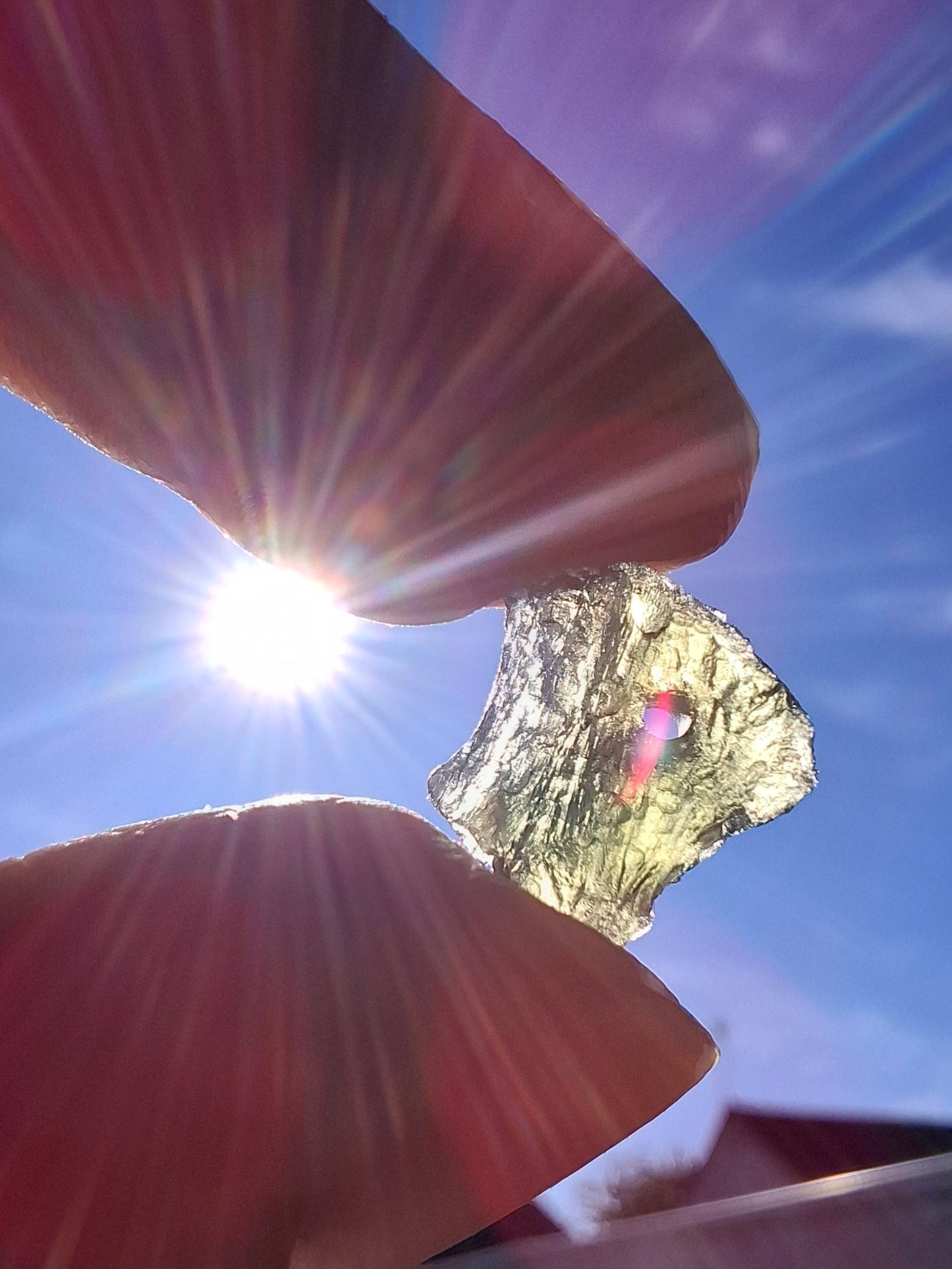 DRILLED, Moldavite Piece, 0.67g, Tektite (Ref: D21)