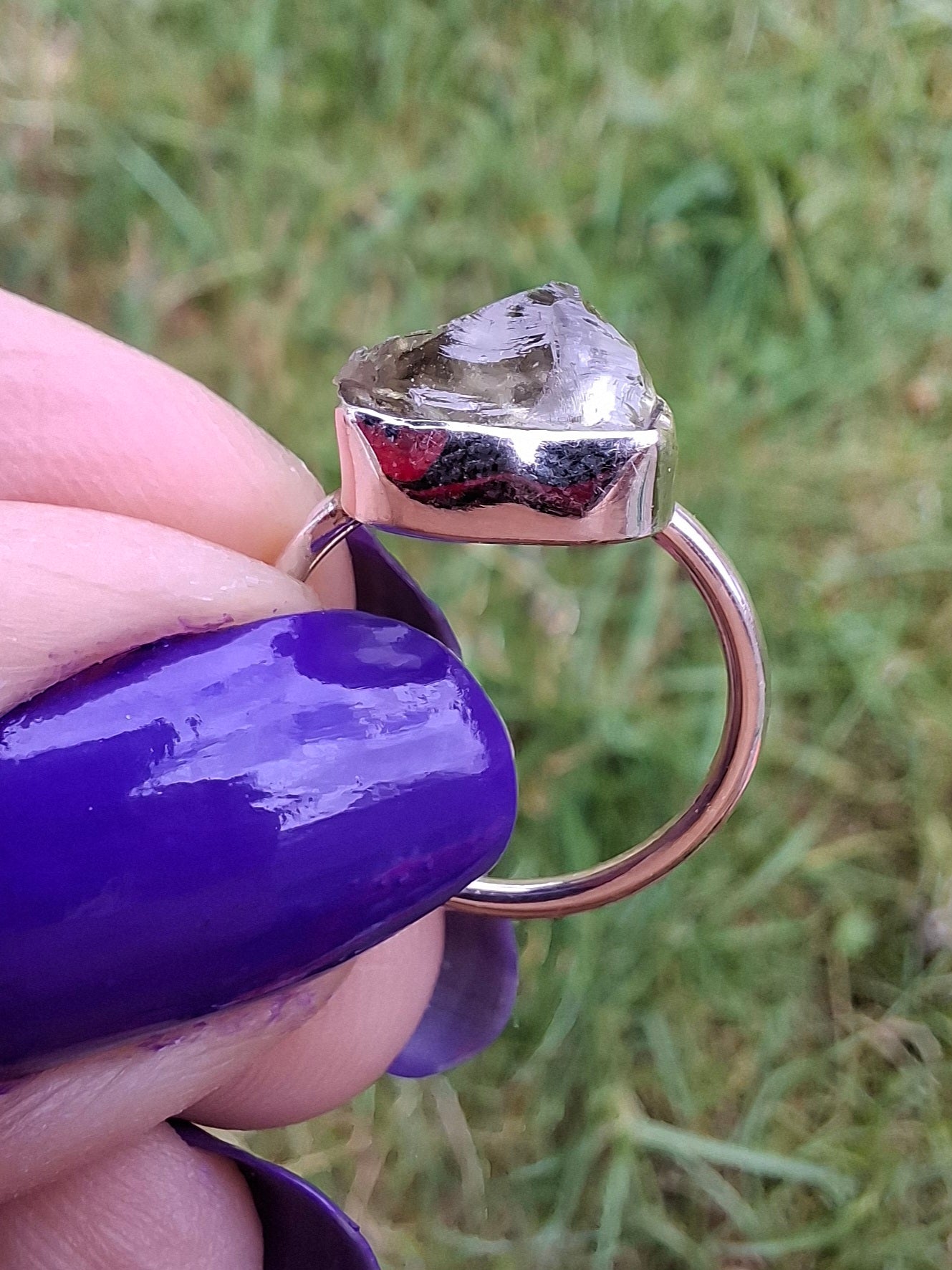 Libyan Desert Glass Ring, size large G, 925 Silver, Tektite (Ref: LR2)