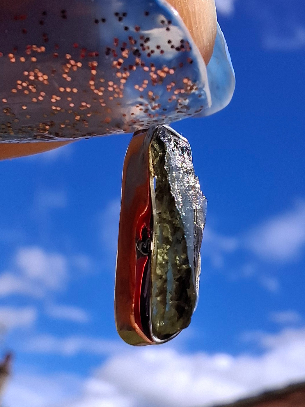 Moldavite Pendant, 925 Silver, Tektite (Ref: P82)
