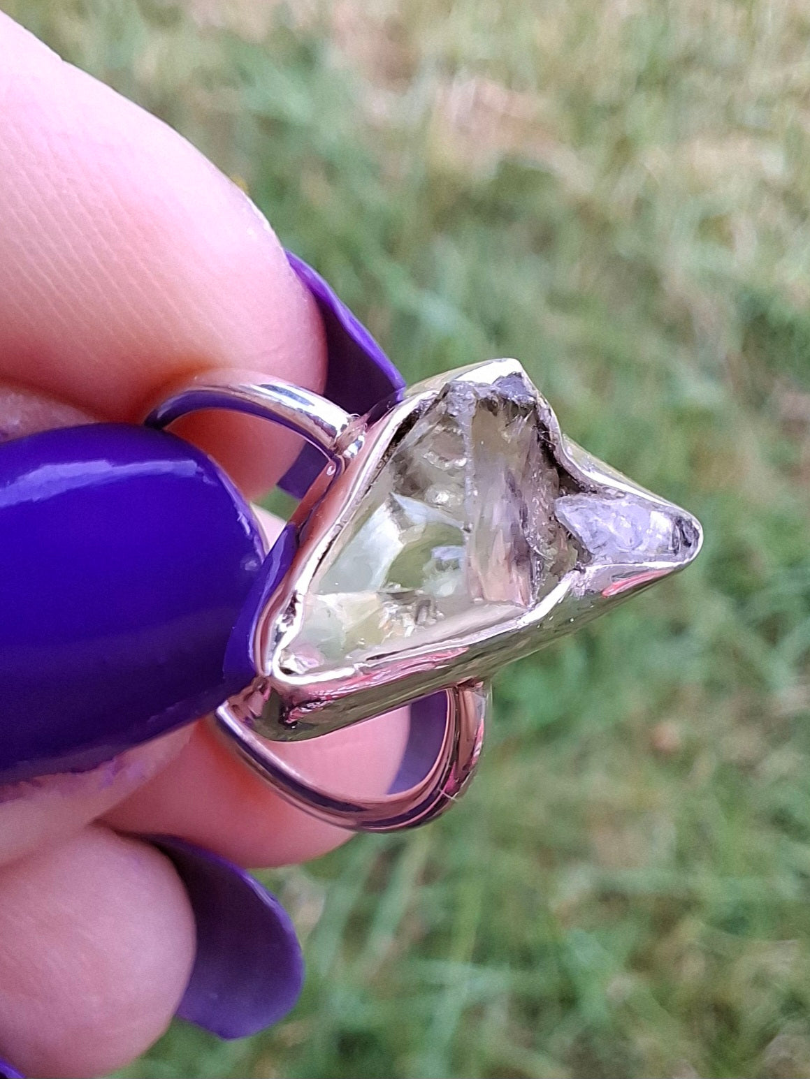 Libyan Desert Glass Ring, size large G, 925 Silver, Tektite (Ref: LR4)