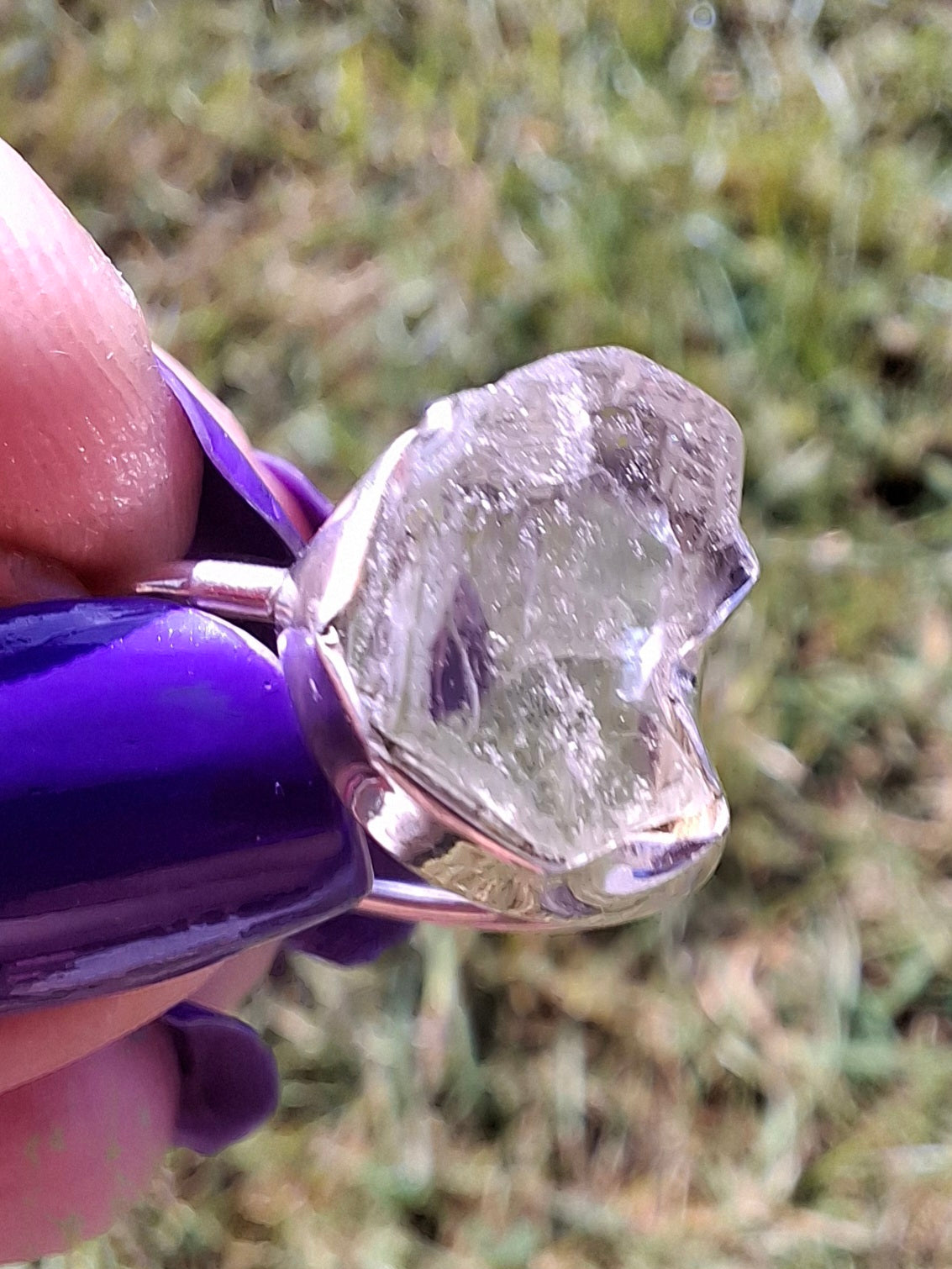 Libyan Desert Glass Ring, size large R/small S, 925 Silver, Tektite (Ref: LR43)