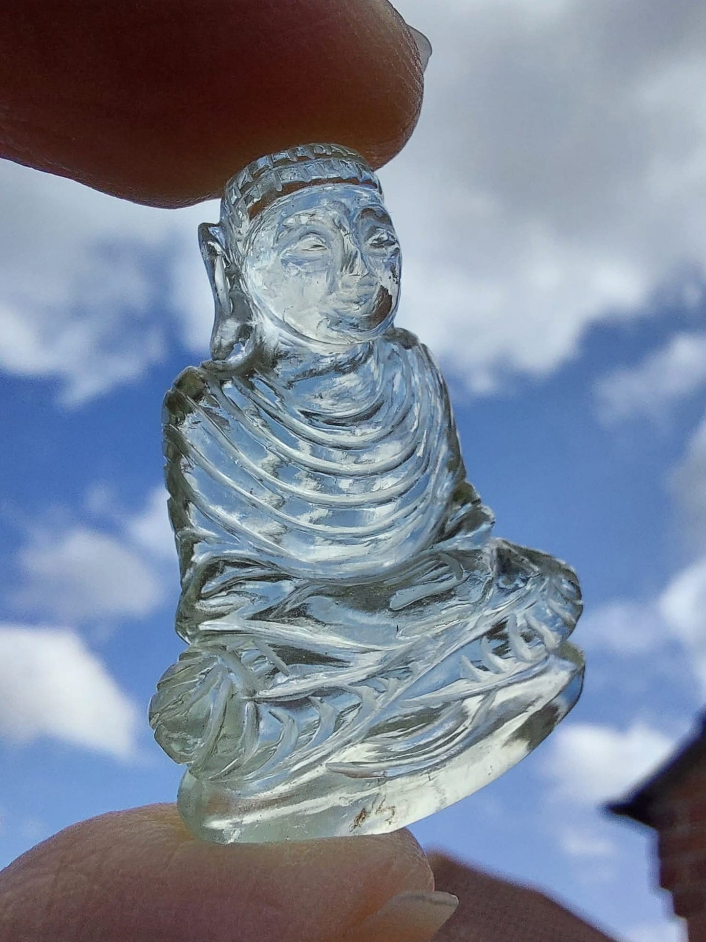 Libyan Desert Glass BUDDHA Carving, 7.56g, Tektite (Ref: LDG B0)