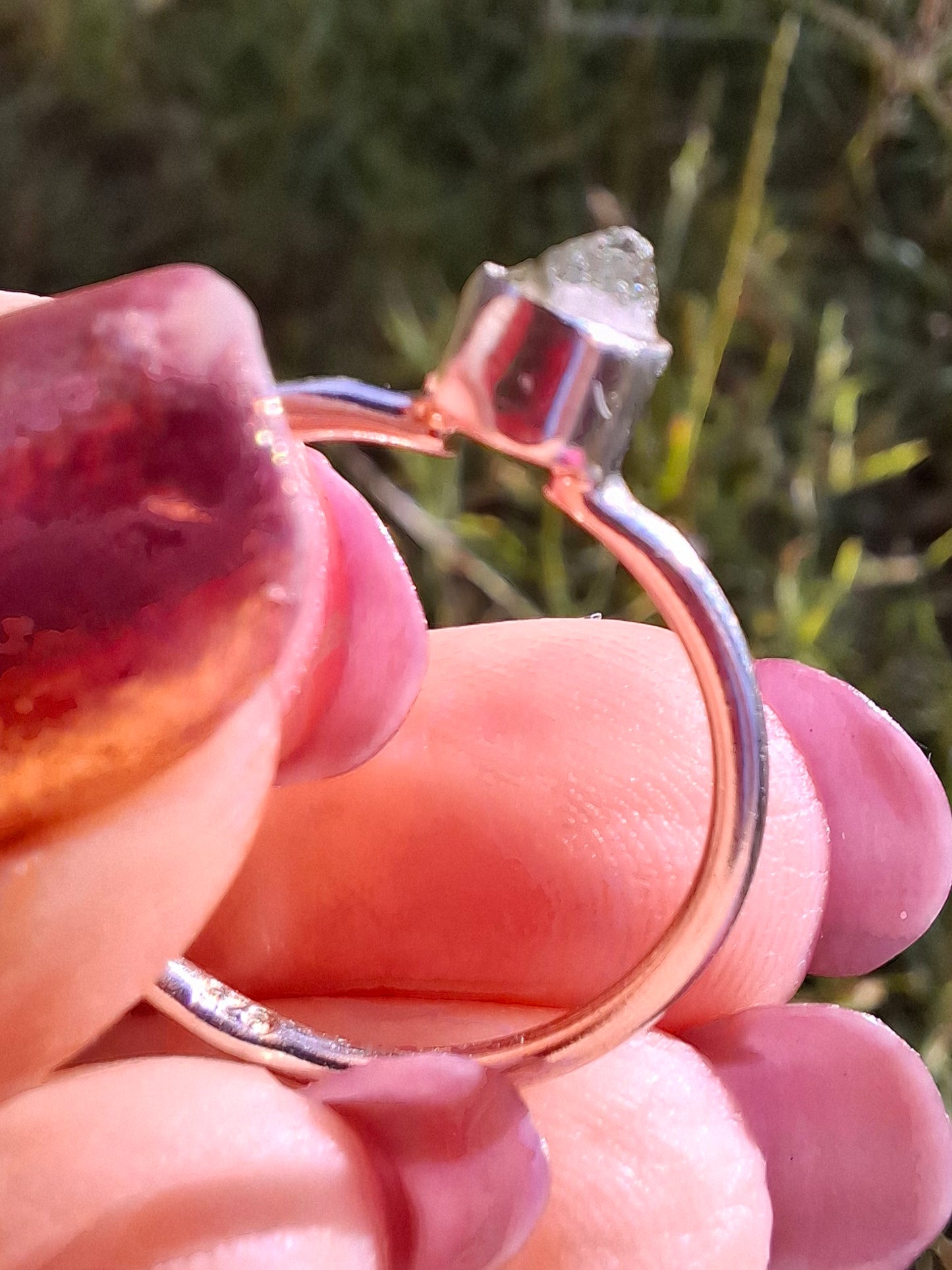 Moldavite Ring, size M, 925 Silver, Tektite (Ref: R31)