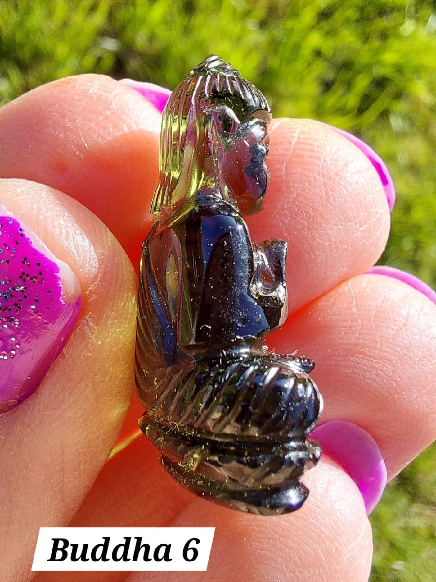 Moldavite BUDDHA Carving, 4.23g, Tektite (Ref: Buddha6)