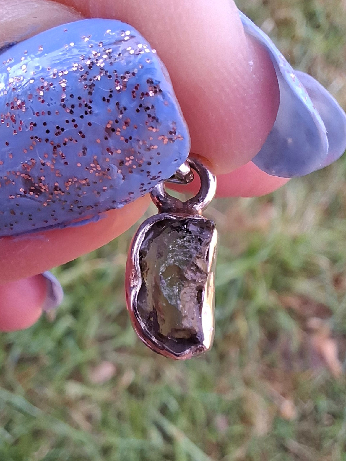 Moldavite Pendant, 925 Silver, Tektite (Ref: P39)