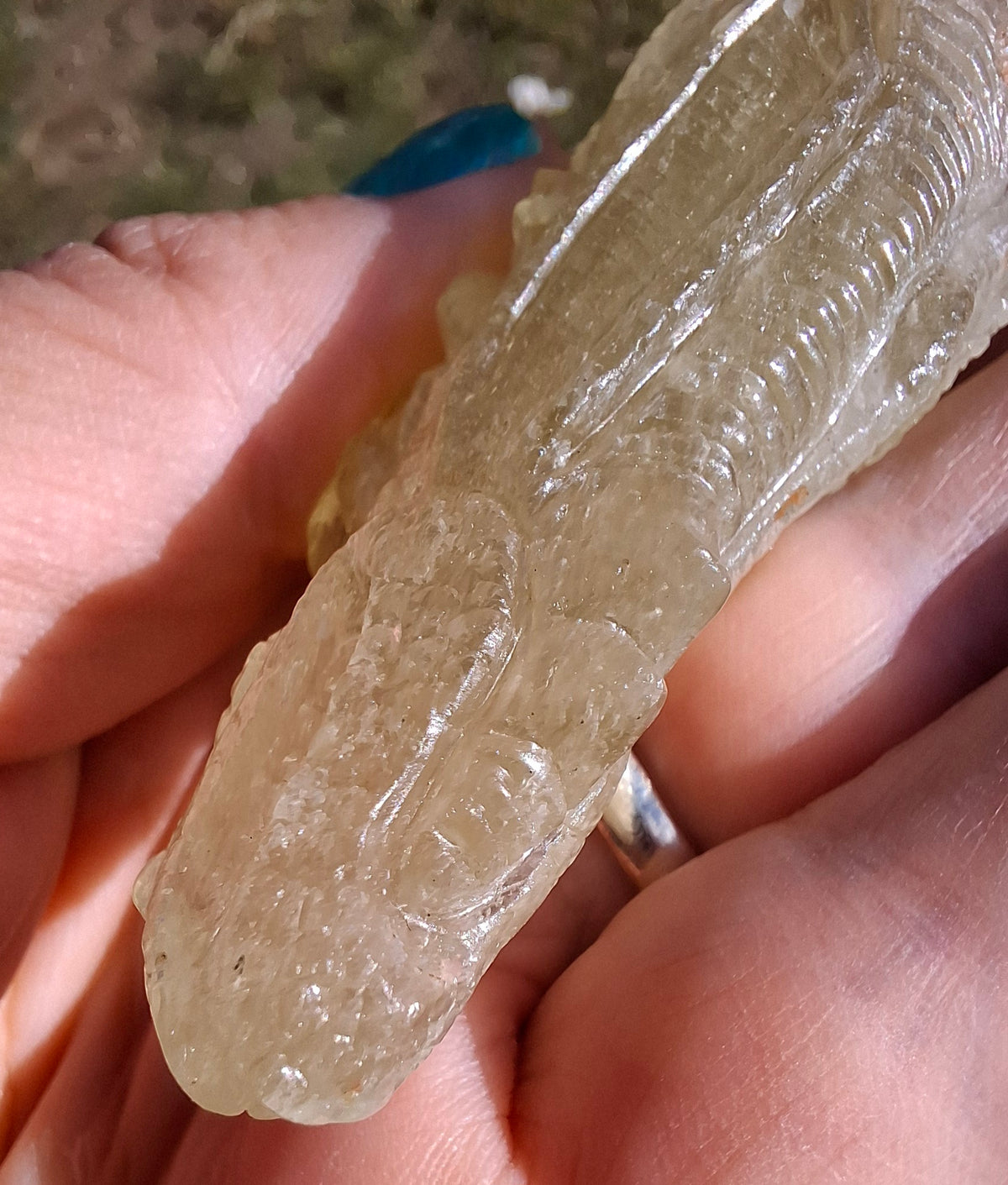 Libyan Desert Glass DRAGON HEAD carving, 48.11g, Tektite (Ref: Dragon4)