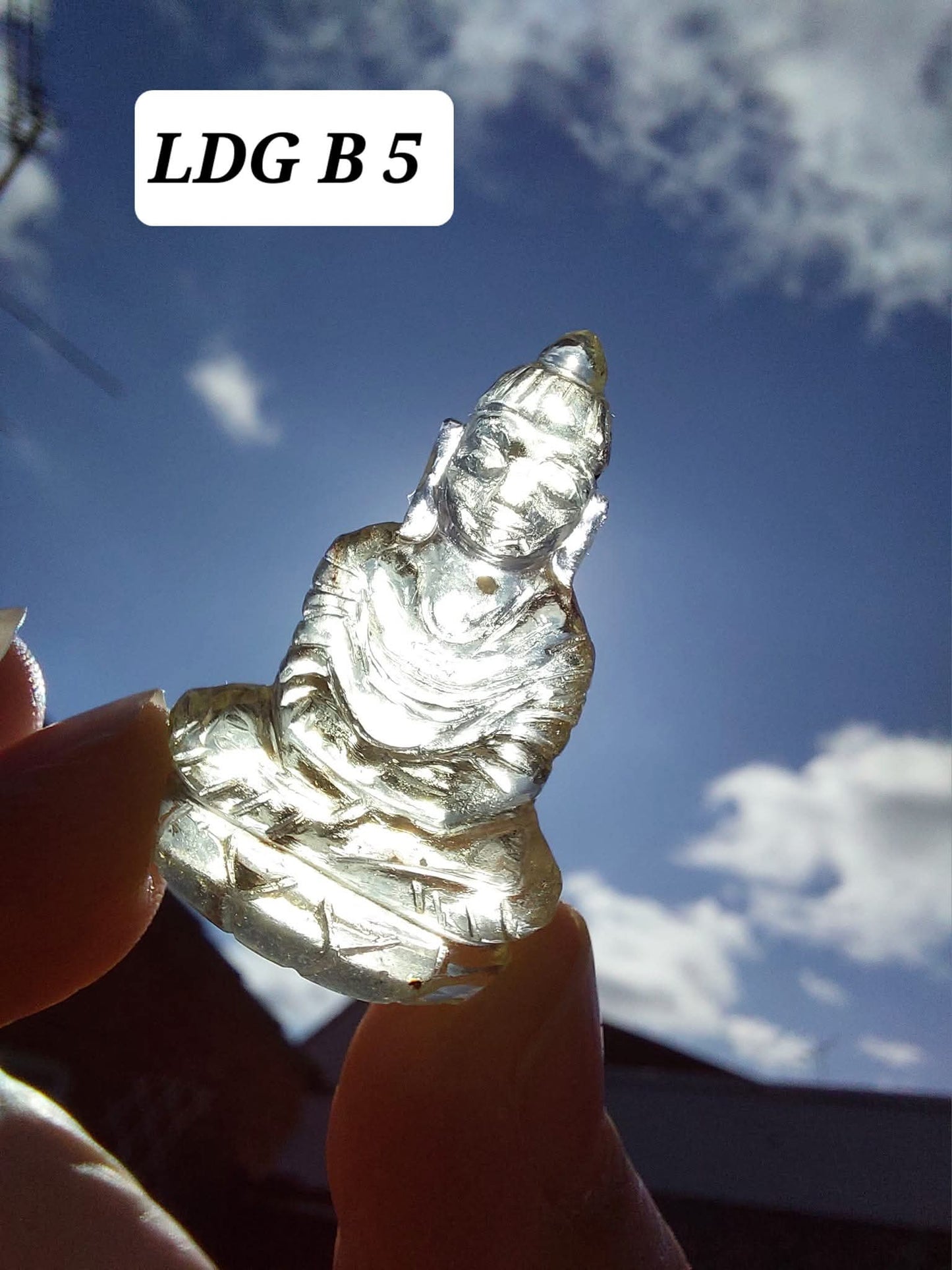 Libyan Desert Glass BUDDHA Carving, 4.61g, Tektite (Ref: LDG B5)
