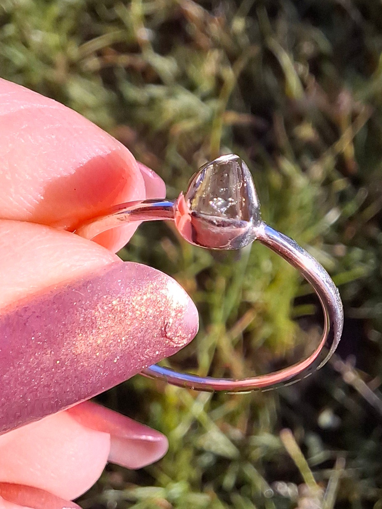 Moldavite Ring, size large R/small S, 925 Silver, Tektite (Ref: R54)