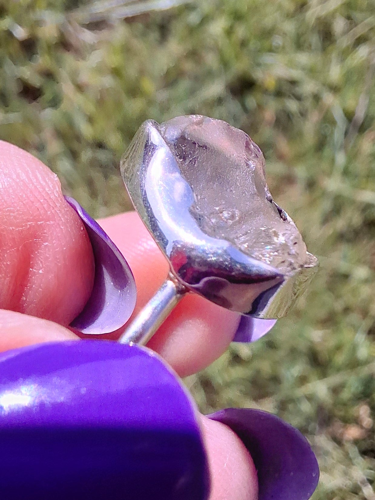 Libyan Desert Glass Ring, size U, 925 Silver, Tektite (Ref: LR52)