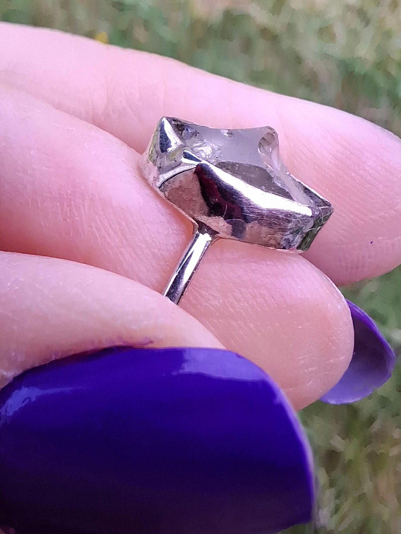 Libyan Desert Glass Ring, size J, 925 Silver, Tektite (Ref: LR6)