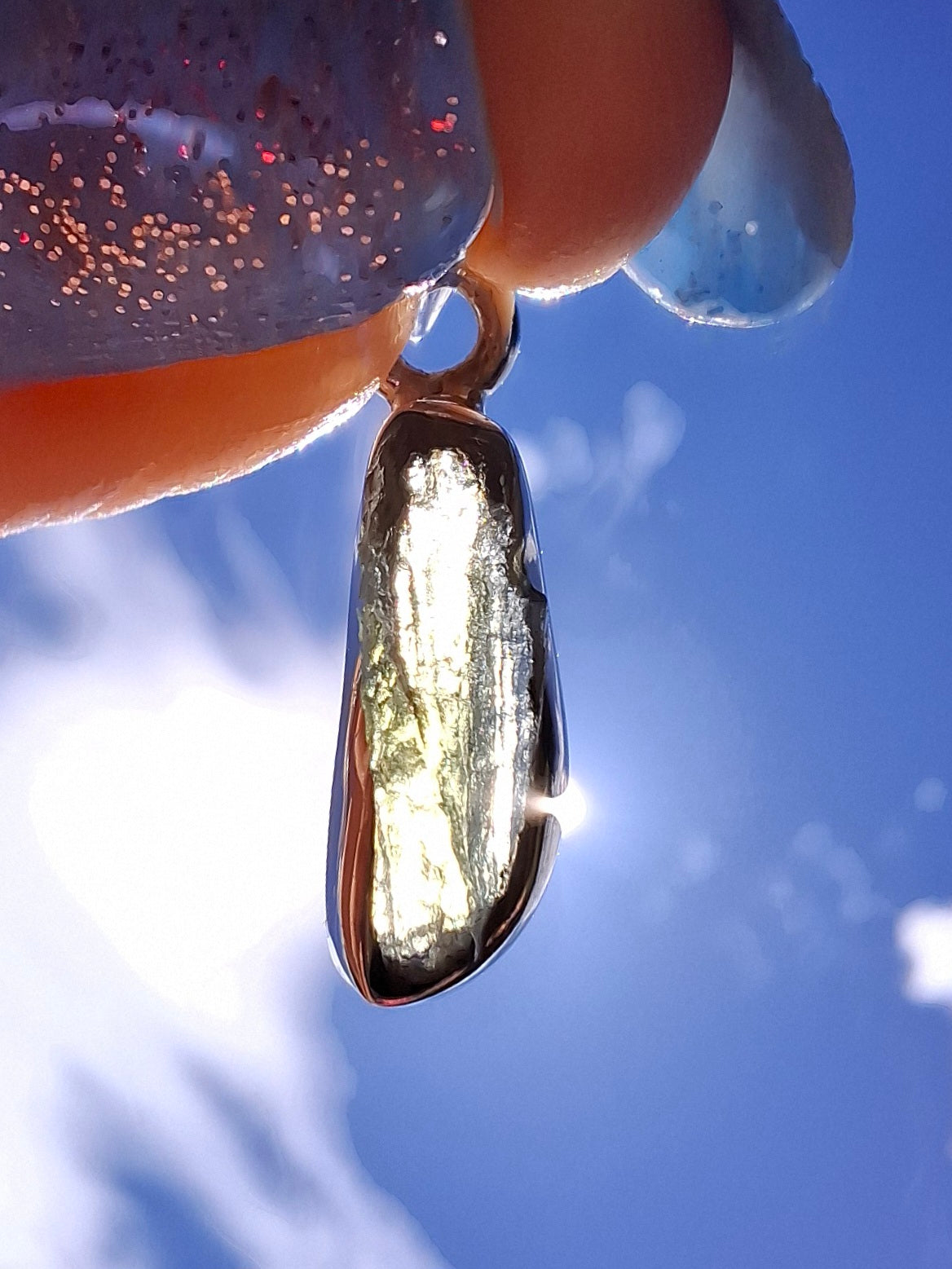 Moldavite Pendant, 925 Silver, Tektite (Ref: P82)