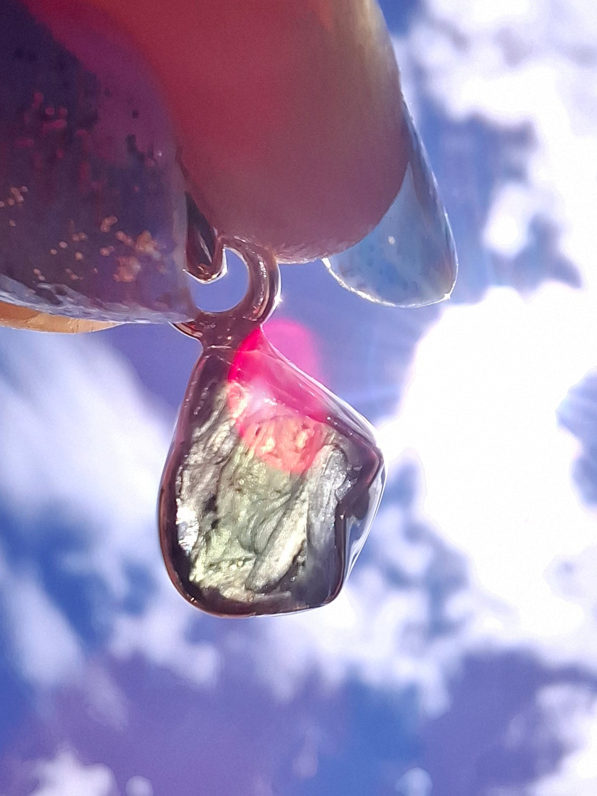 Moldavite Pendant, 925 Silver, Tektite (Ref: P92)