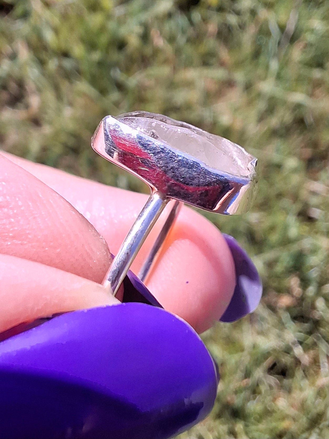 Libyan Desert Glass Ring, size large U, 925 Silver, Tektite (Ref: LR53)