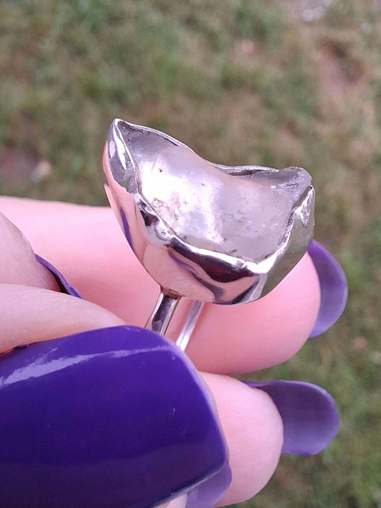 Libyan Desert Glass Ring, size large Q, 925 Silver, Tektite (Ref: LR36)