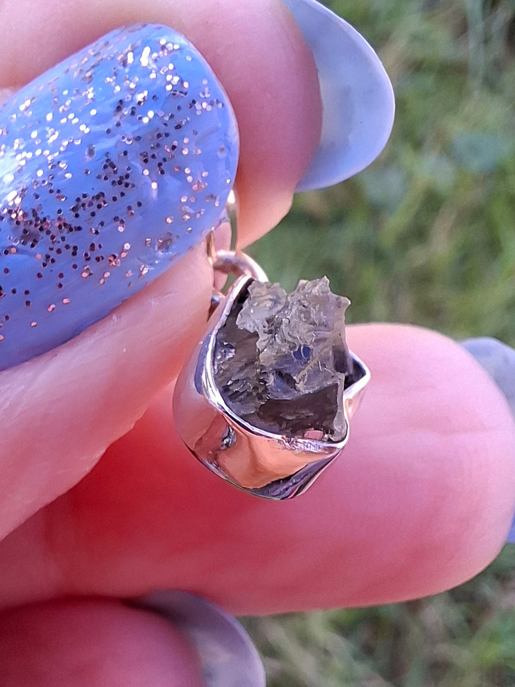 Moldavite Pendant, 925 Silver, Tektite (Ref: P92)