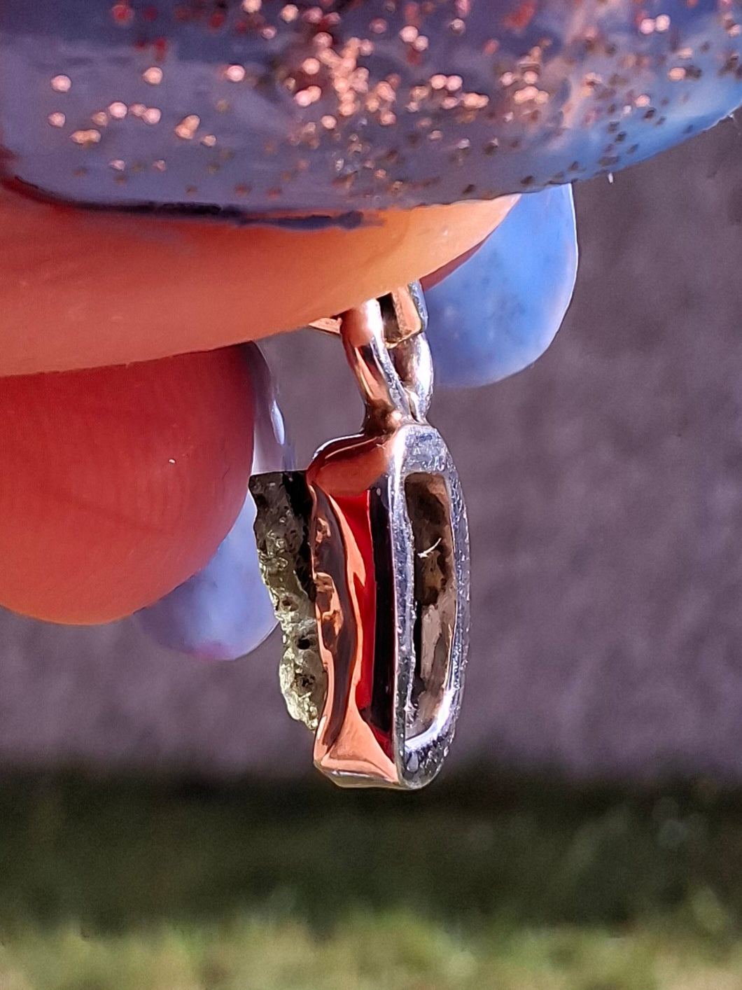 Moldavite Pendant, 925 Silver, Tektite (Ref: P39)