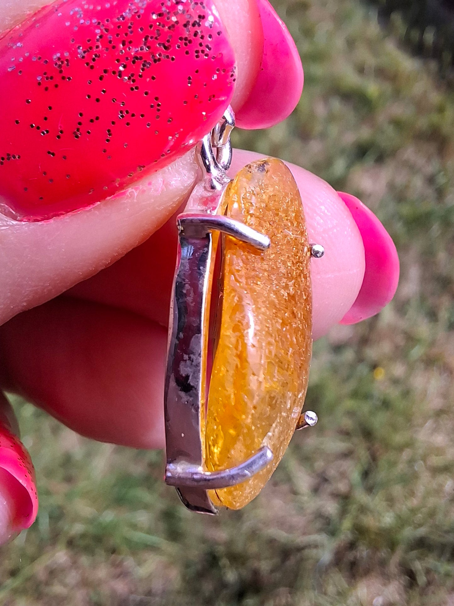 Baltic Amber Pendant, 925 Silver, Fossil (Ref: AP6)