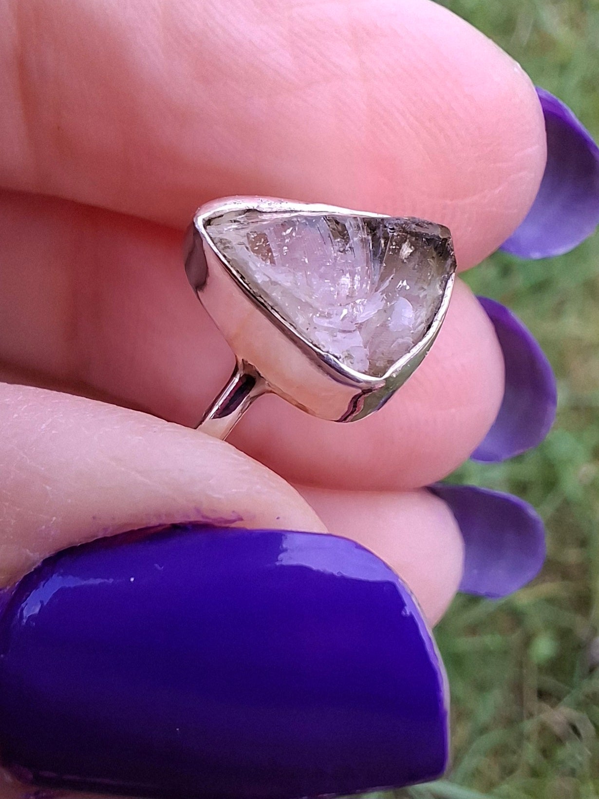 Libyan Desert Glass Ring, size large G, 925 Silver, Tektite (Ref: LR3)