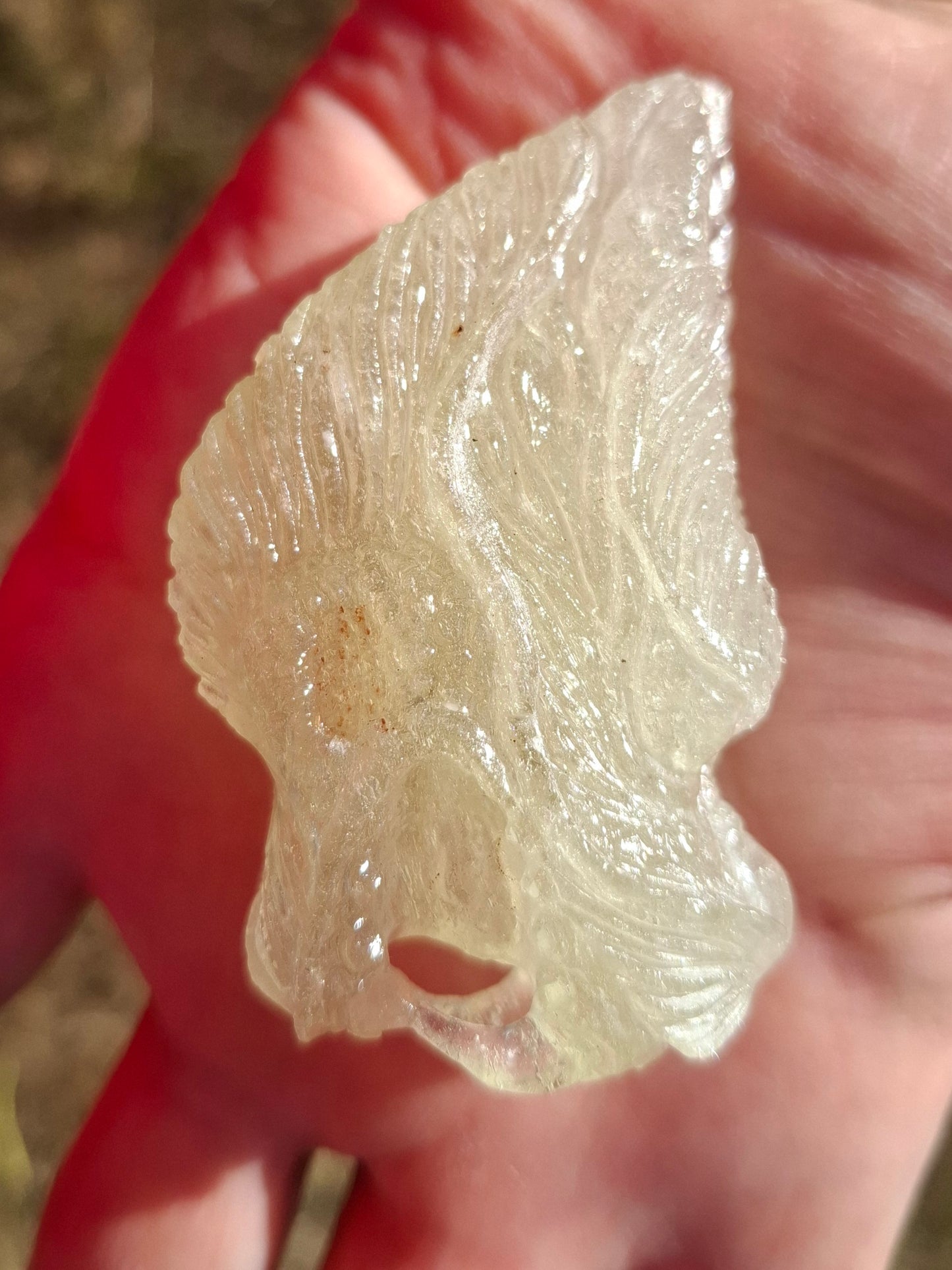 Libyan Desert Glass DRAGON HEAD Carving, 75.84g, Tektite (Ref: Dragon1)