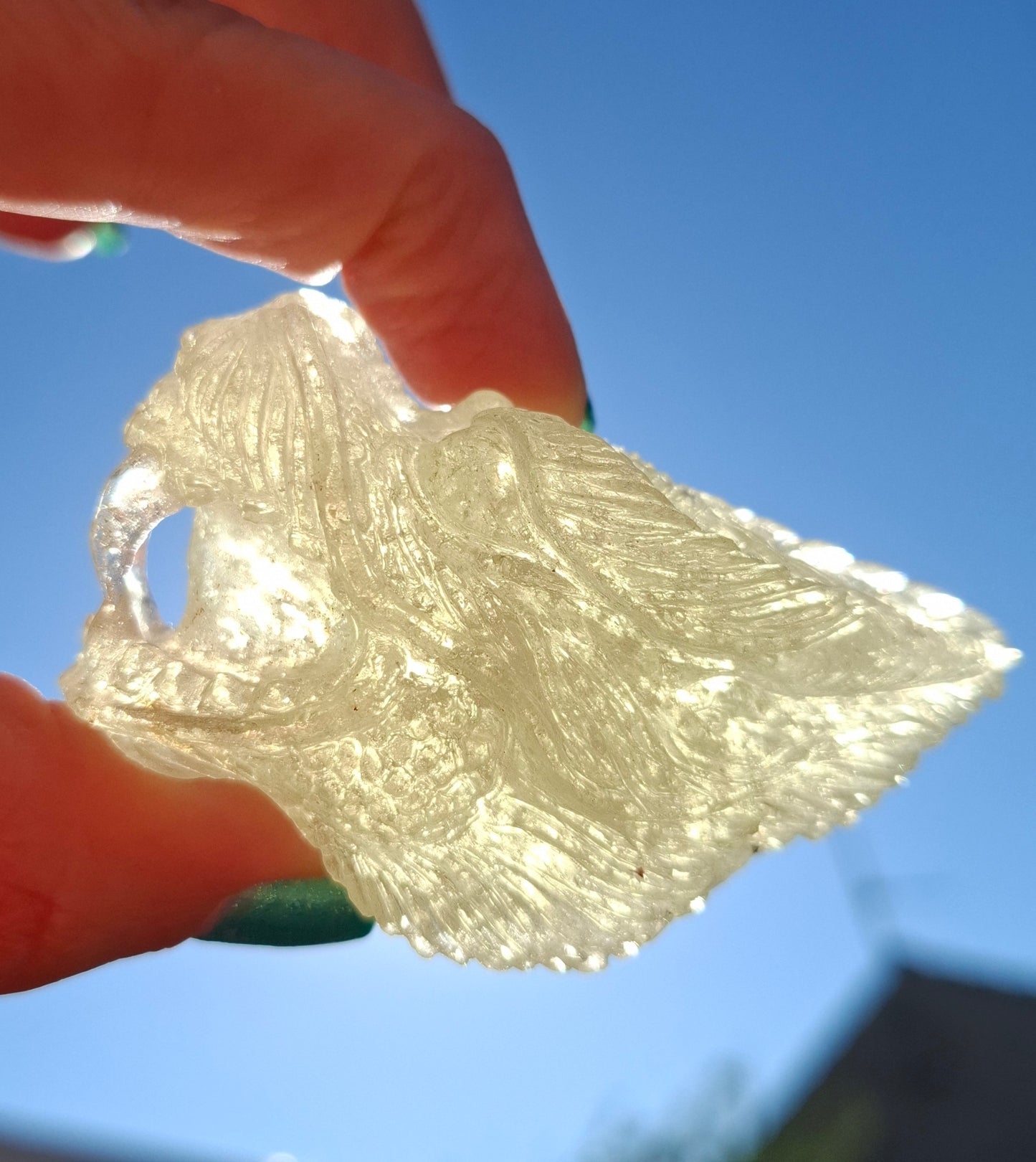 Libyan Desert Glass DRAGON HEAD Carving, 75.84g, Tektite (Ref: Dragon1)
