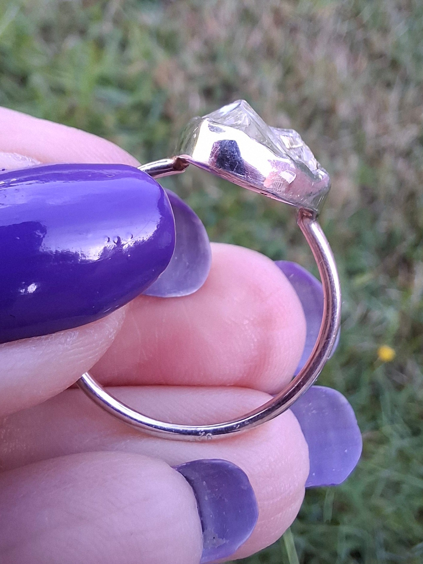 Libyan Desert Glass Ring, size large T, 925 Silver, Tektite (Ref: LR50)