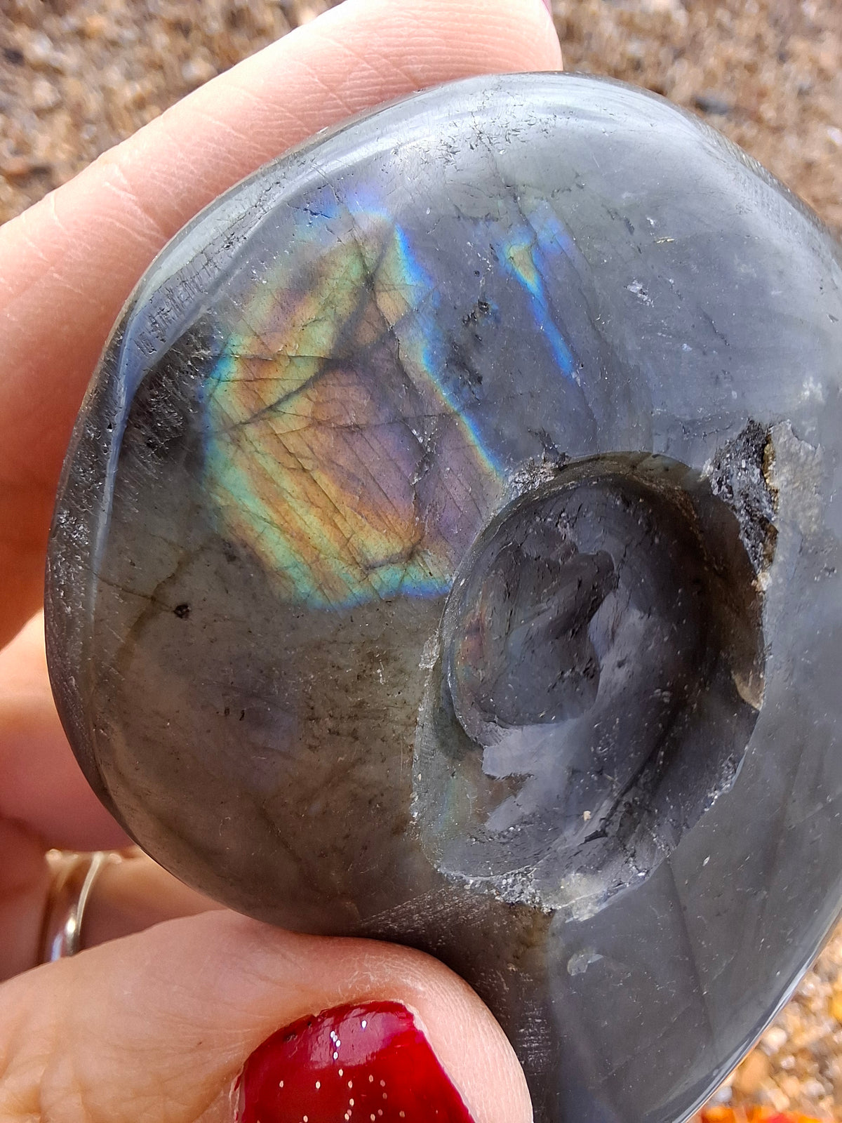 Labradorite Ammonite Carving, 146.90g, Crystal (Ref: laba5)