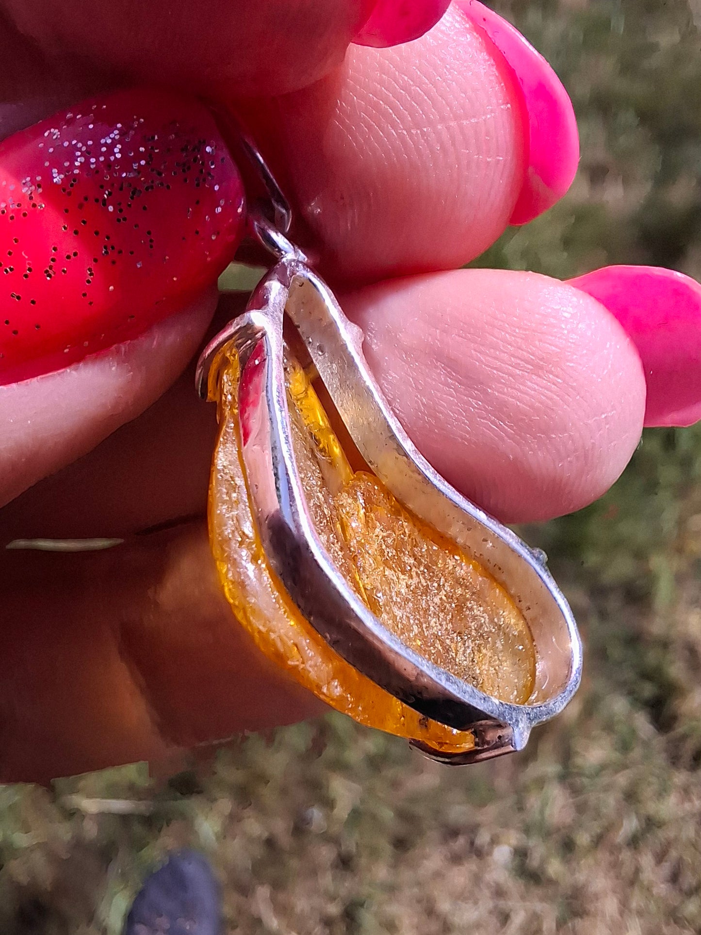 Baltic Amber Pendant, 925 Silver, Fossil (Ref: Ap1)