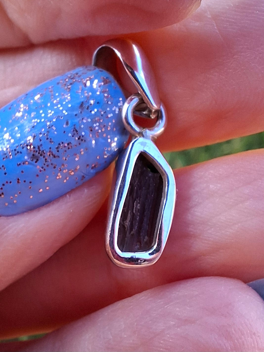 Moldavite Pendant, 925 Silver, Tektite (Ref: P91)