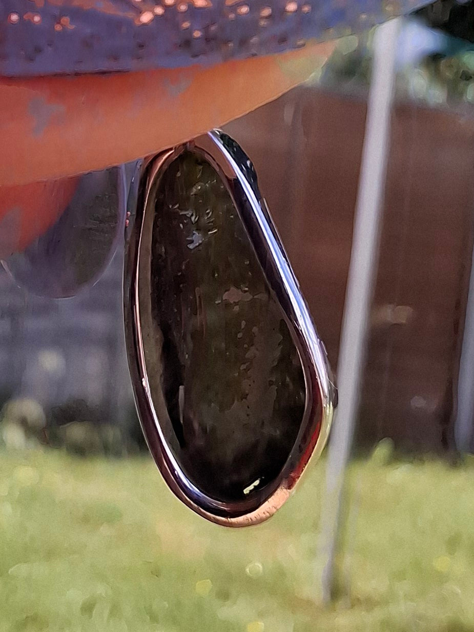 Moldavite Pendant, 925 Silver, Tektite (Ref: P79)