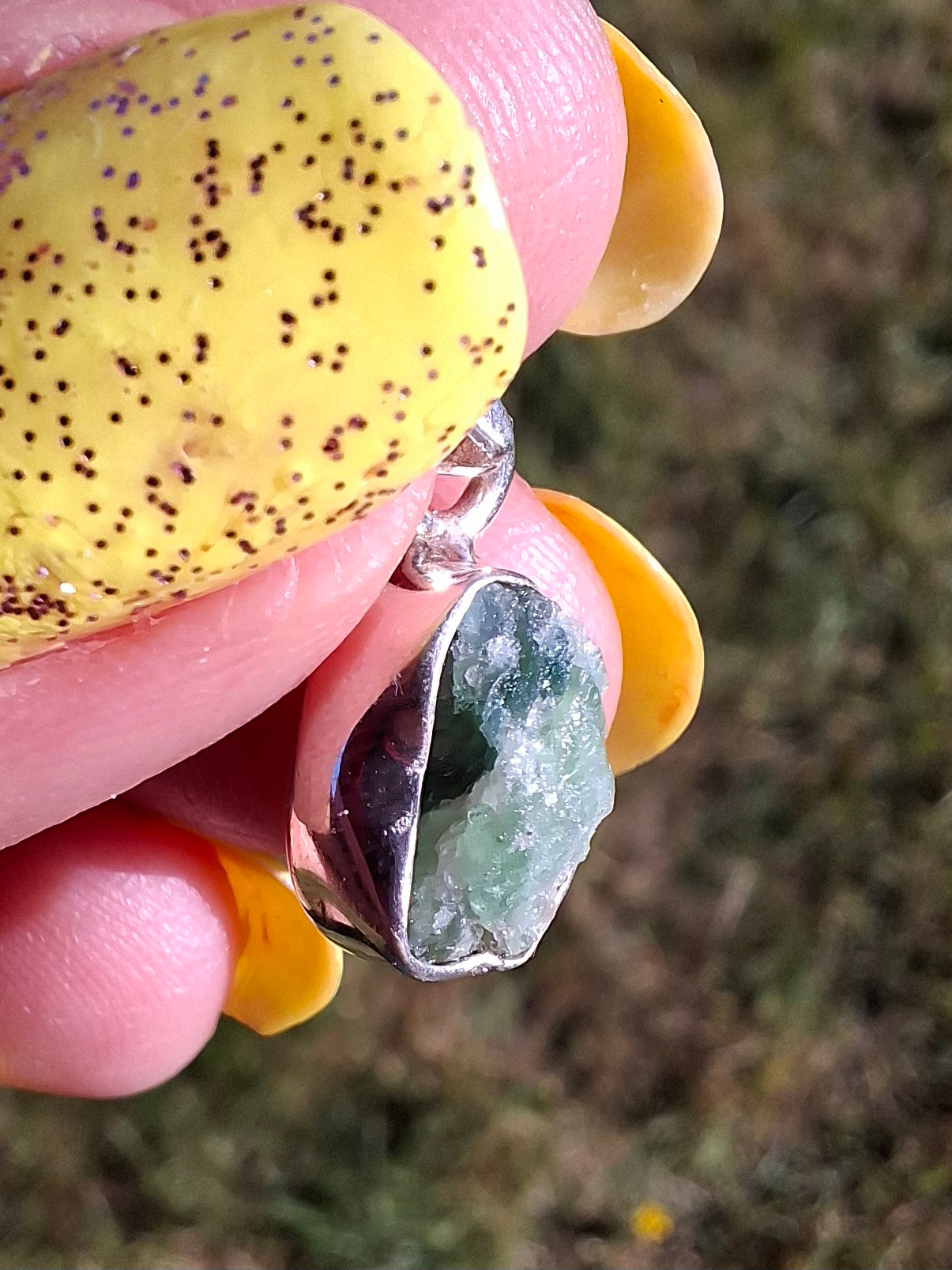 Green Tourmaline Pendant, 925 Silver, Crystal (Ref: GT14)