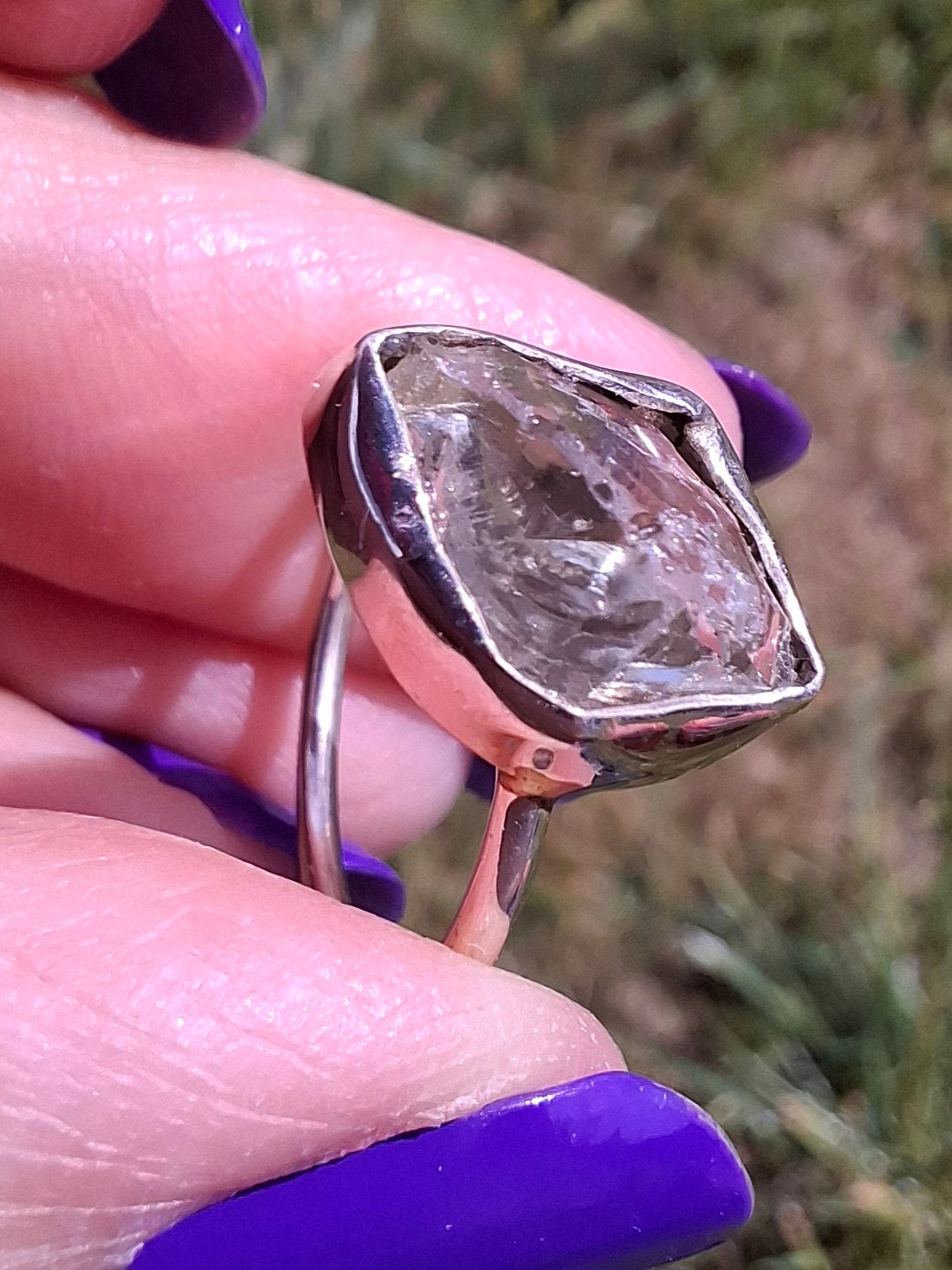 Libyan Desert Glass Ring, size L, 925 Silver, Tektite (Ref: LR18)